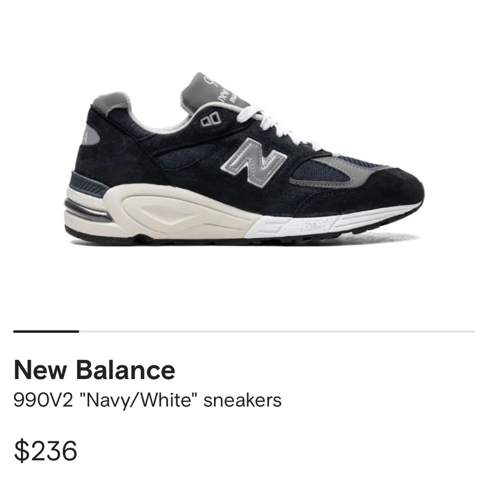 New Balance 990v2 Navy/White sneakers
